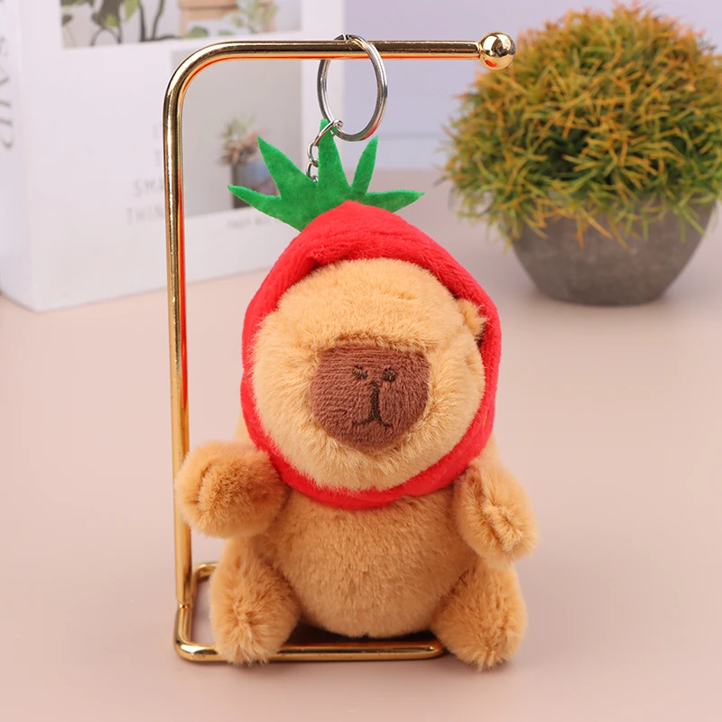 Cute Capybara Plush Toy Cartoon Kapybara Guinea Pig Pendant Soft Stuffed Doll Backpack Keychain Bag Car Key Ring Decora Kid Gift