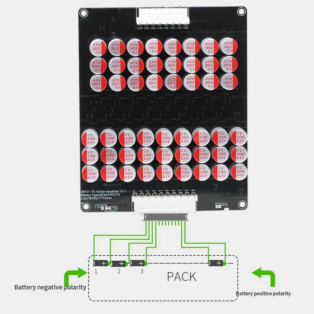 ECUALIZADOR DE batería de litio activa Lifepo4 Lto, condensador de placa equilibradora, 16S, 5A, 48V, 60V, 16S