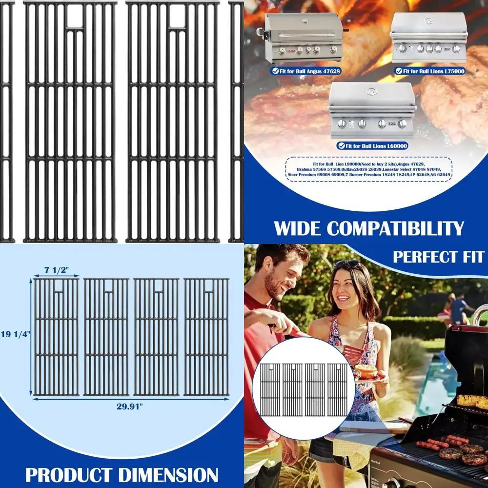 

Cast Iron Grates for 4 Burner Grill Replacement Parts, Premium Quality Grill Accessories