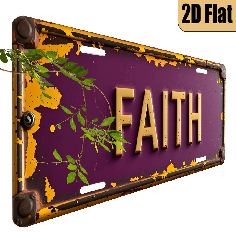 1pc, 2D FLAT, for Decoration Only - Vintage Style Aluminum License Plate 