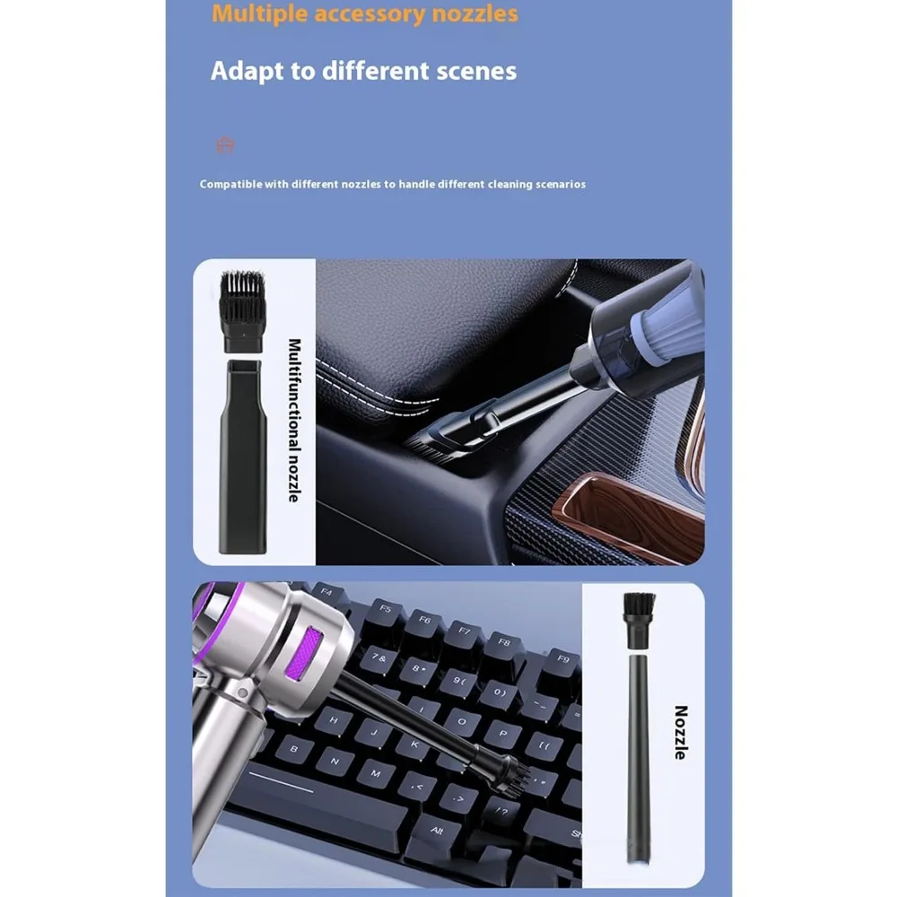 مكنسة كهربائية محمولة 4 في 1 لاسلكية قابلة لإعادة الشحن، شفط قوي 16000 باسكال للسيارات والمكاتب والمنازل