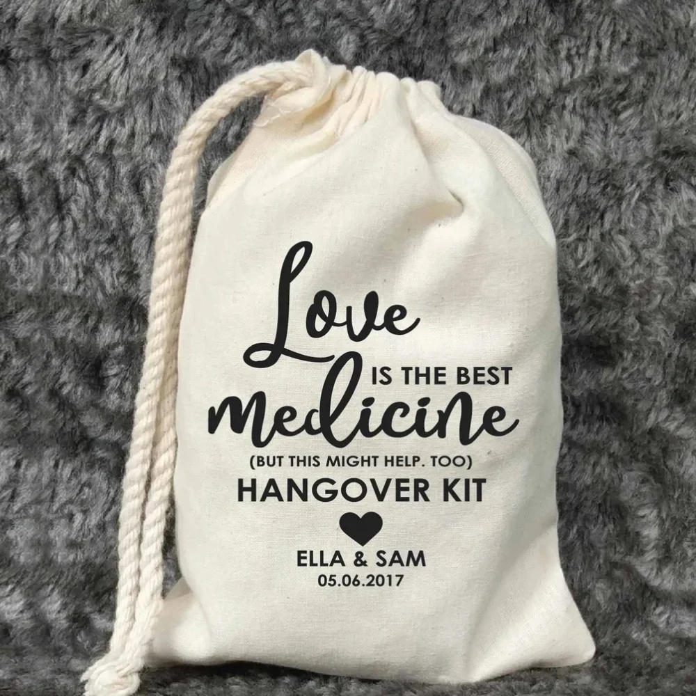 20 pcs Love is the Best Medicine Hangover Kit Bag-Bachelorette Party Bag-Custom Hen Party Bag-Customize Bags-bridal shower bags