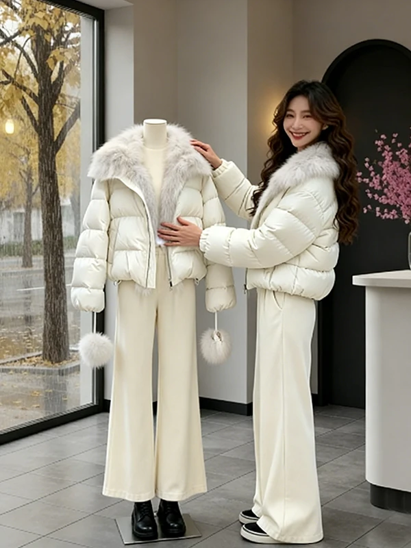 

Женское зимнее пальто Thiened, корейское хлопковое пальто с поясом и большим меховым воротником, удобная верхняя одежда больших размеров