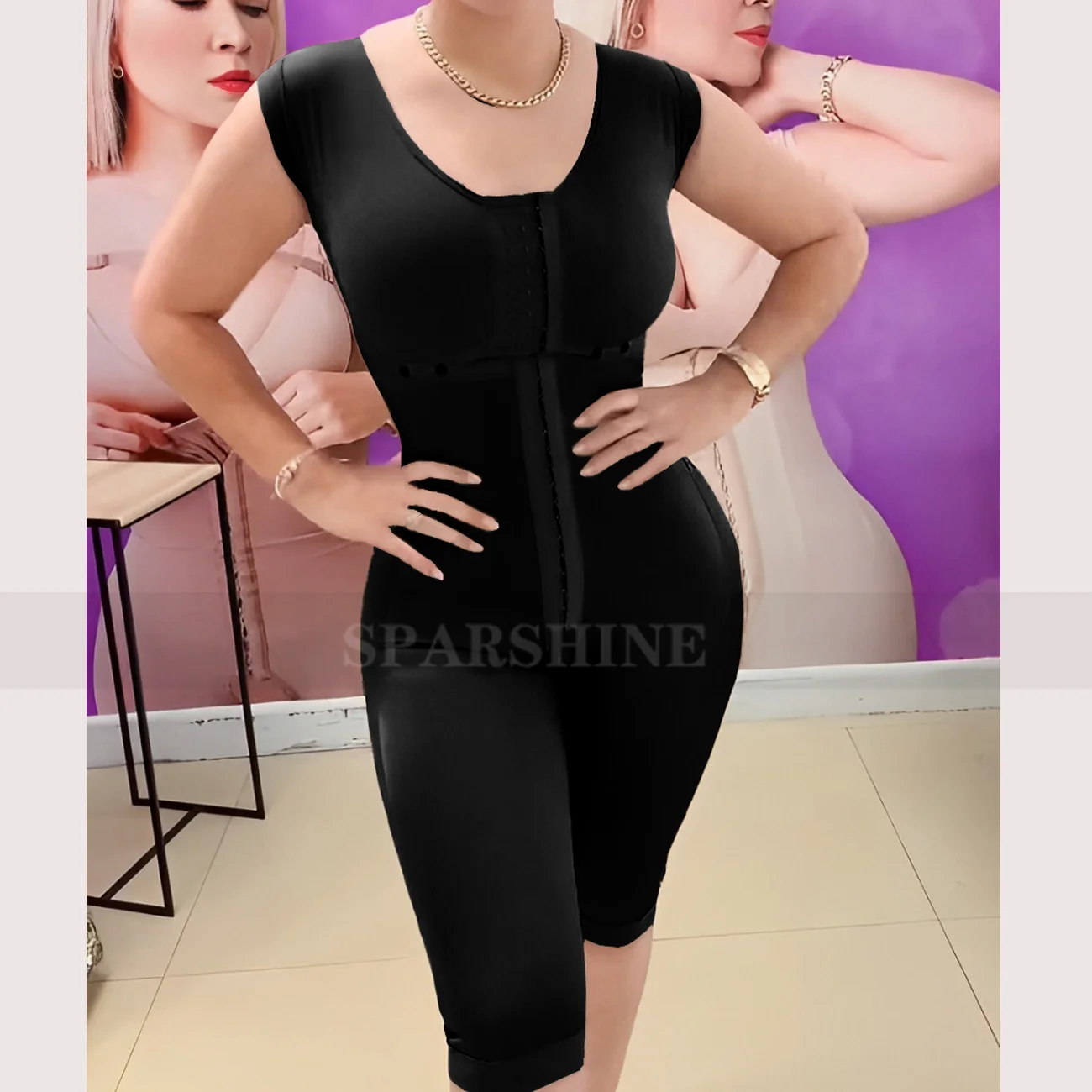 Fajas Colombianas High Compression Full Body Shapewear Chest wrap sleeveless jumpsuit For Postpartum Slimming Sheath Belly