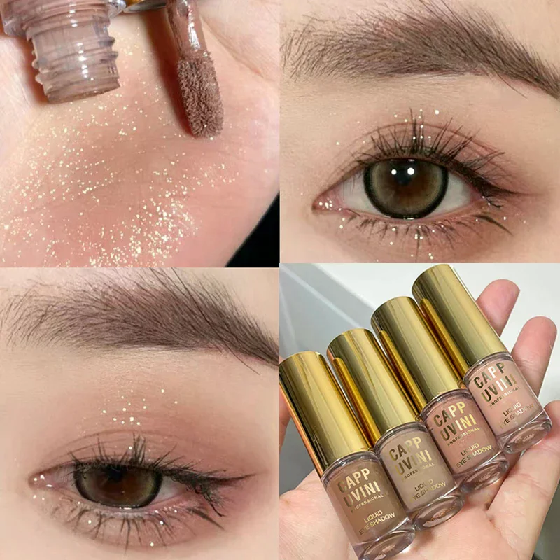 Коричневые блестящие жидкие тени для век, контурные румяна, пигмент, тонкие мерцающие матовые натуральные щеки, молочно-кофейные тени, крем для макияжа глаз