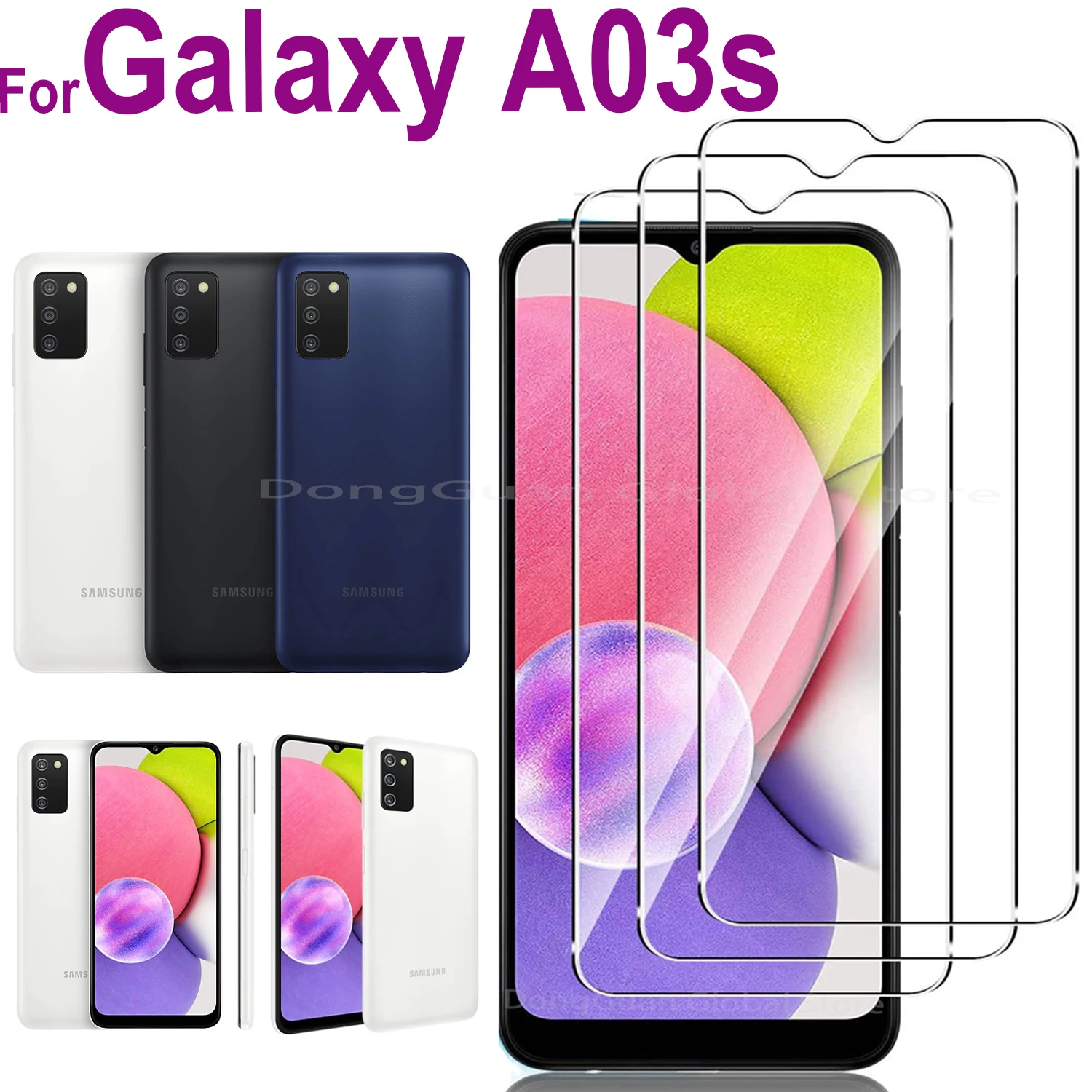 1/2/3/4Pcs For Samsung Galaxy A03s Tempered Glass Screen Protector Glass