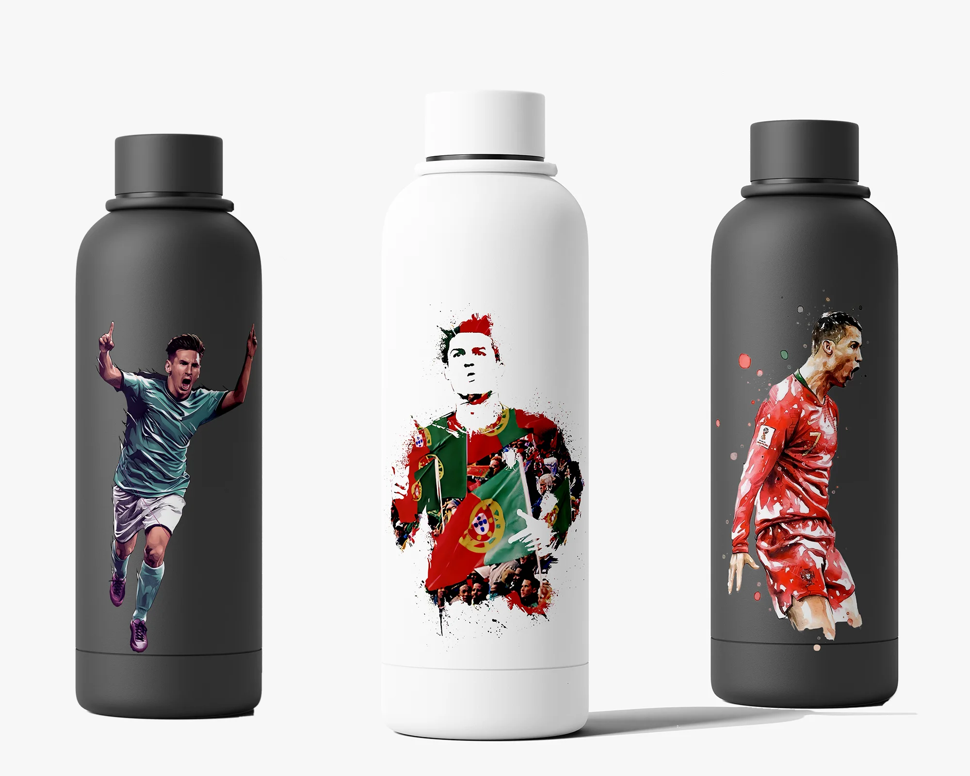 

Soccer Star 500ML Insulated Water Bottle Tumbler Portable Stainless Steel Outdoor Sports Water Bottle Messi Ronaldo Neymar