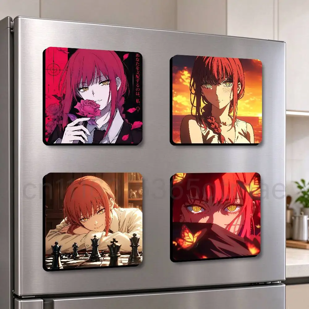 Cute Gril M-Makima Dominate Dimensions 75x75mm Best-Selling Strong Magnetic Fridge Magnets Adhesive to Metal Surfaces