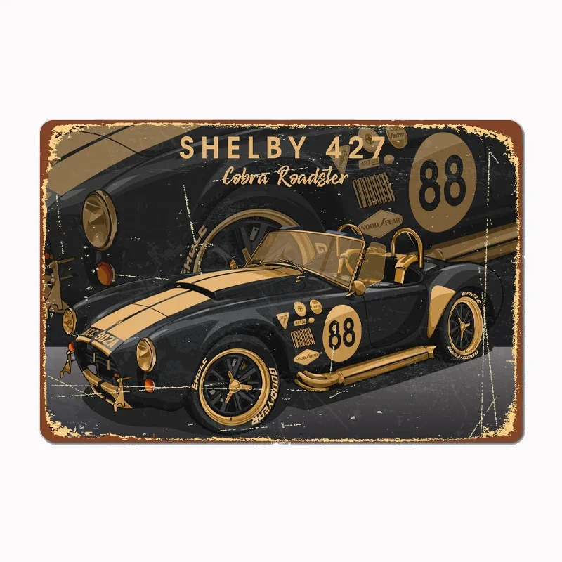 Vintage Shelby Cobra 427 Metal Sign Cinema Garage Garage Club Funny Plaques Tin Sign Posters Kitchen Bedroom Cafe Bar Pub Living