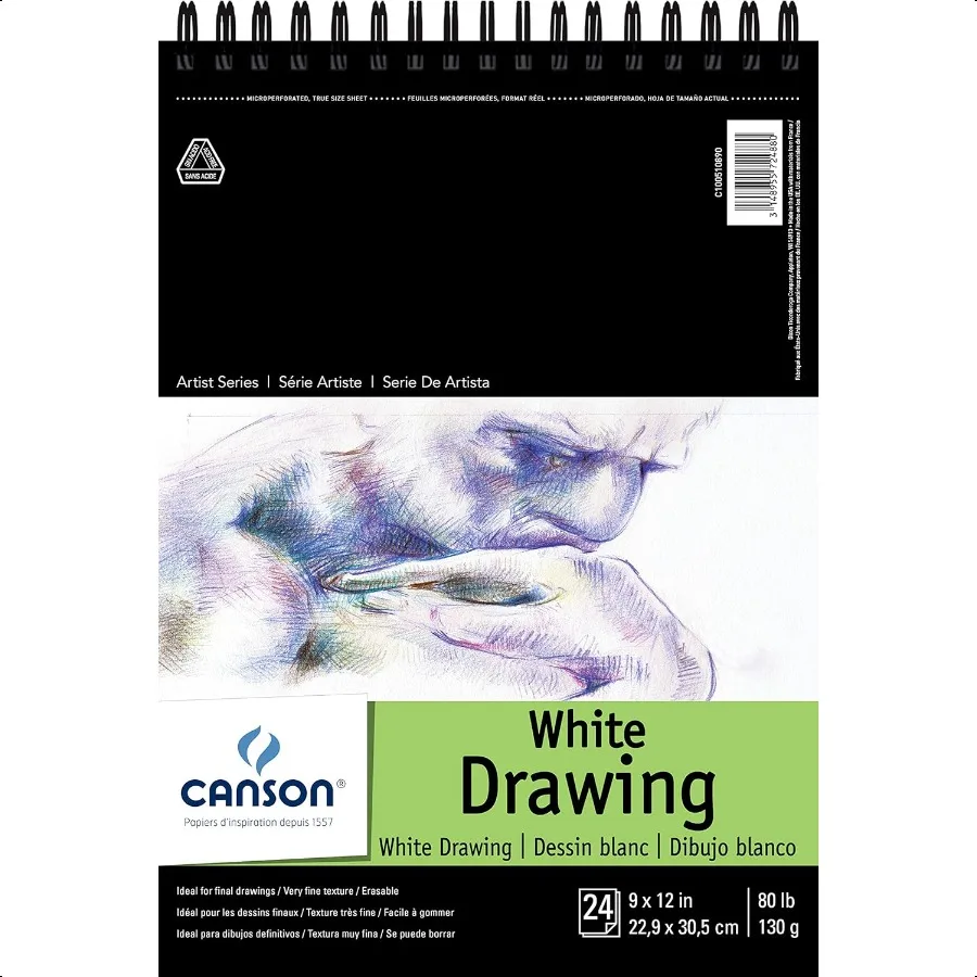 

Canson Artist Series Drawing Paper Wirebound Pad 9x12 inches 24 Sheets 80lb 130g Artist Paper for Adults and Students Charcoal