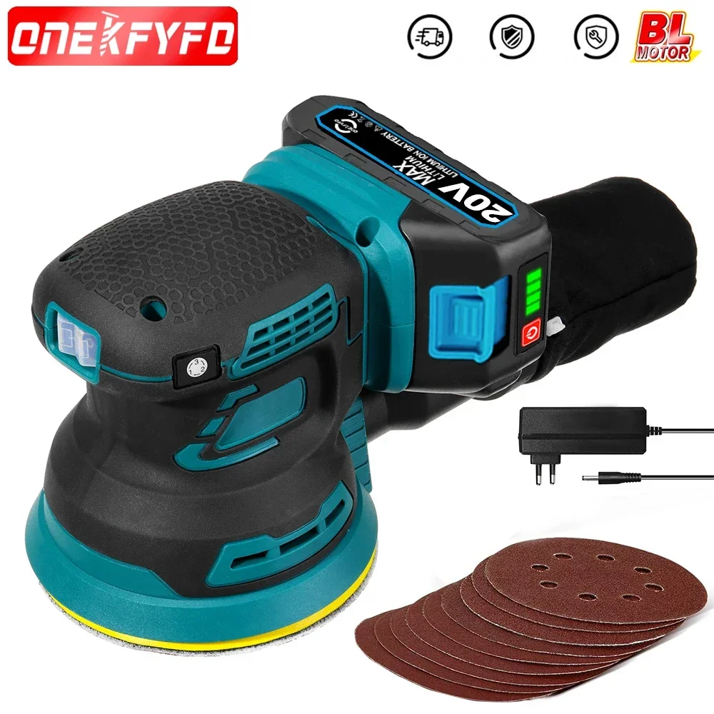 Brushless Orbital Sander Wood Grinder Electric Car Polisher Metal Polishing Grinding Sanding Machine for Makita 18V Battery