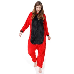 Cartoon Red Dinosaur Pyjamas Onesie Sleepwear Women Men Jumpsuits Nightgown Unisex Adult Kids Sleepwear Flannel Cosplay Costume