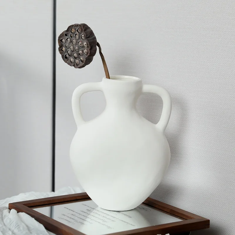 

Modern minimalist ceramic vase decoration dried flower arrangement living room bedroom foyer decorative art vase home decoration