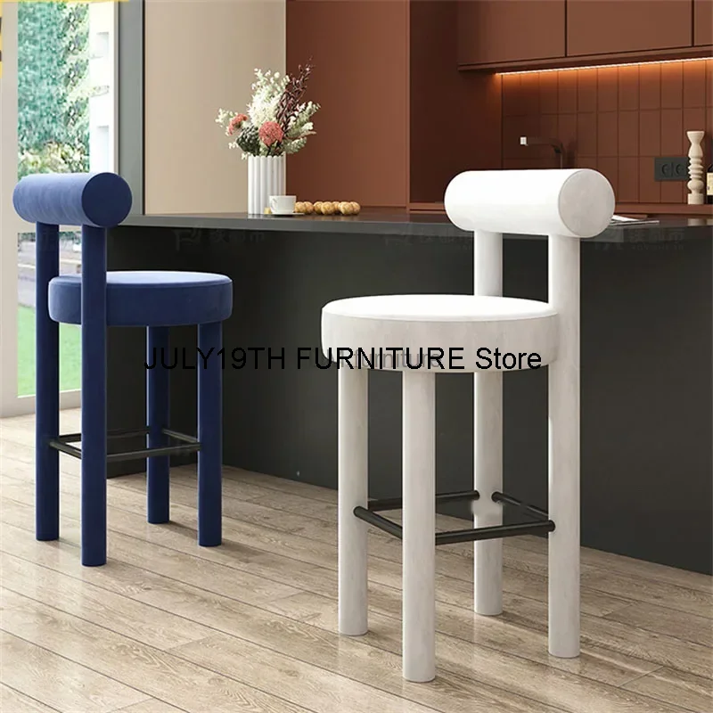 

Modern Minimalist Bar Chairs Bar Furniture Light Luxury Velvet Bar Stool Home Makeup Vanity High Stools Hight Table Bar Chair