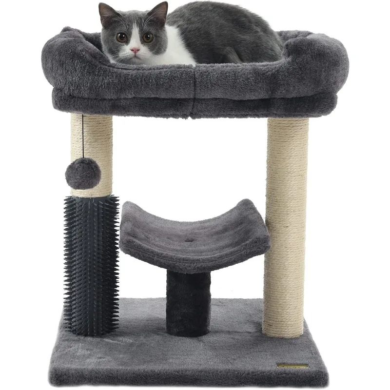 

cat Scratching Post for Indoor Cats,Featuring with Super Cozy Perch,Cat Self Groomer and Interactive Dangling Ball Great