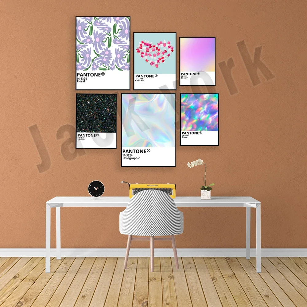 Pantone Prints, Flower Market Inspired Pantone, Glitter, Pantone Energy Holographic Gradient Prints Wall Art Posters, Prep Print