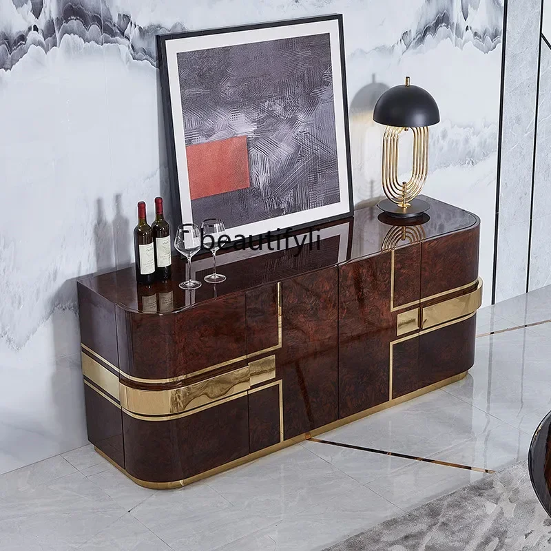 TTT Light luxury modern art dining side cabinet integrated against the wall, secret cabinet living room household Italian lock