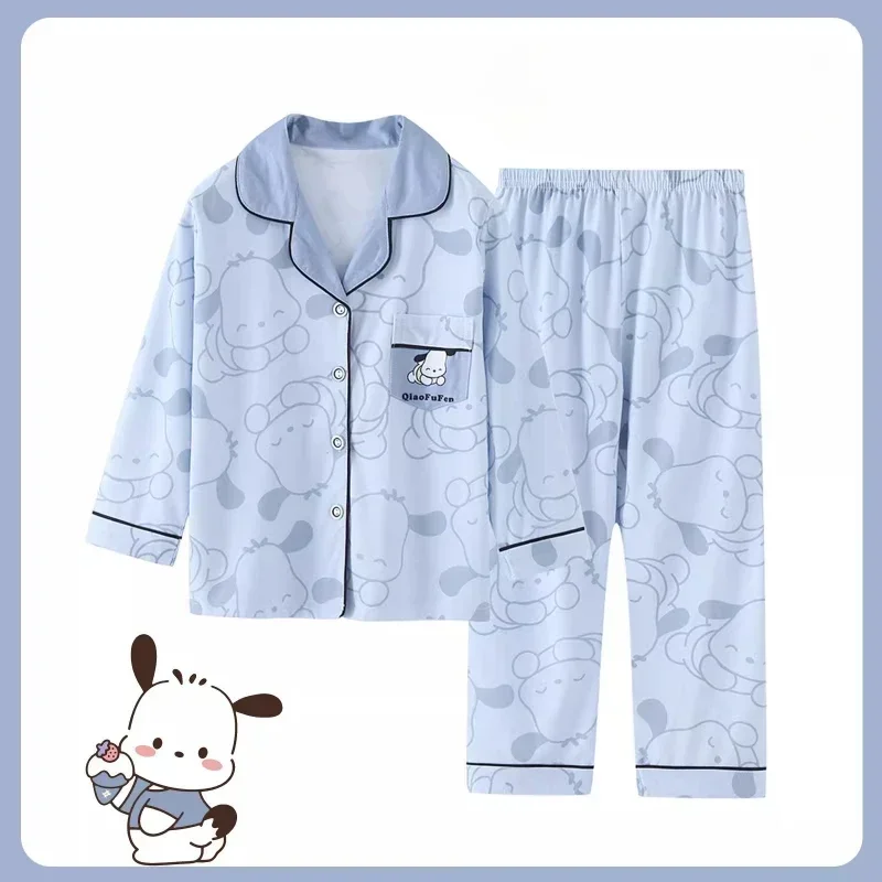 Sanrio giada cannella cane autunno nuovi pantaloni a maniche lunghe pigiama da donna per bambini pigiama di seta set loungewear casual da donna
