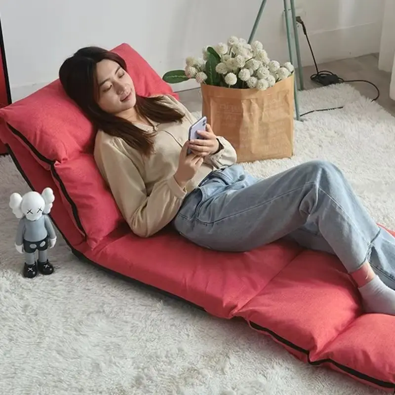 

Nordic Lazy Sofa Tatami Foldable Single Reclining Chair with Backrest Soft Cushion for Bedroom Bay Window Living Room Modern