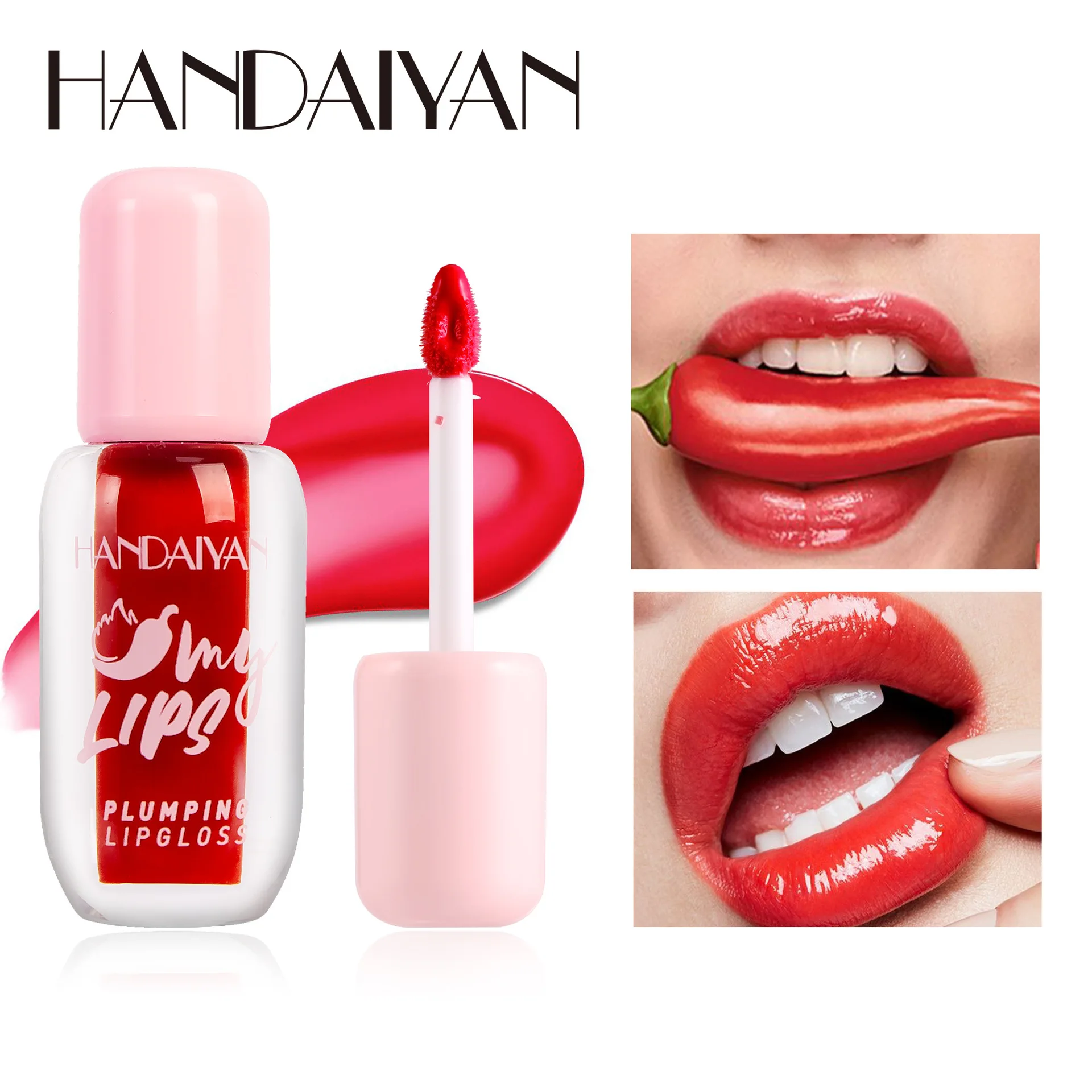 HANDAIYAN Sexy Chili Peppers Mirror Lip Glaze Shining Pearls Lip Gloss Long Lasting Moisturizing Lip Dyeing Liquid Makeup