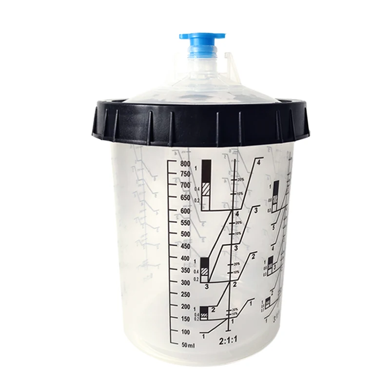 ATPRO 800ML  Spray Gun Disposable Gun Pot With Scale Plastic Transparent Paint Mixing Cup Disposable Measuring Cup With Adapter