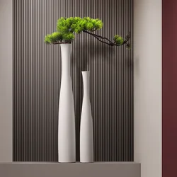 Tall Conic White Flower Vase Bottle Neck Black White Ceramic Slim Bud Vase for Pampas Grass Dry Flower Boho Home Decoration