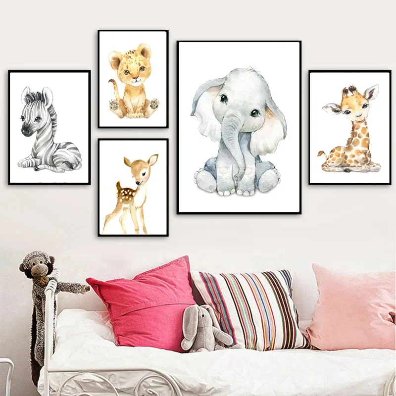 Animal Decoration Sheets Picture Wall Art Poster Children\'s Canvases Room Paintings For Nursery Decorative Prints Wall Posters