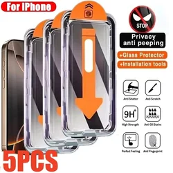 5PCS Anti-Peeping Tempered Glass For iPhone 17 16 15 13 12 11 Pro Max 17Air XR XS MAX Privacy Screen Protector Film