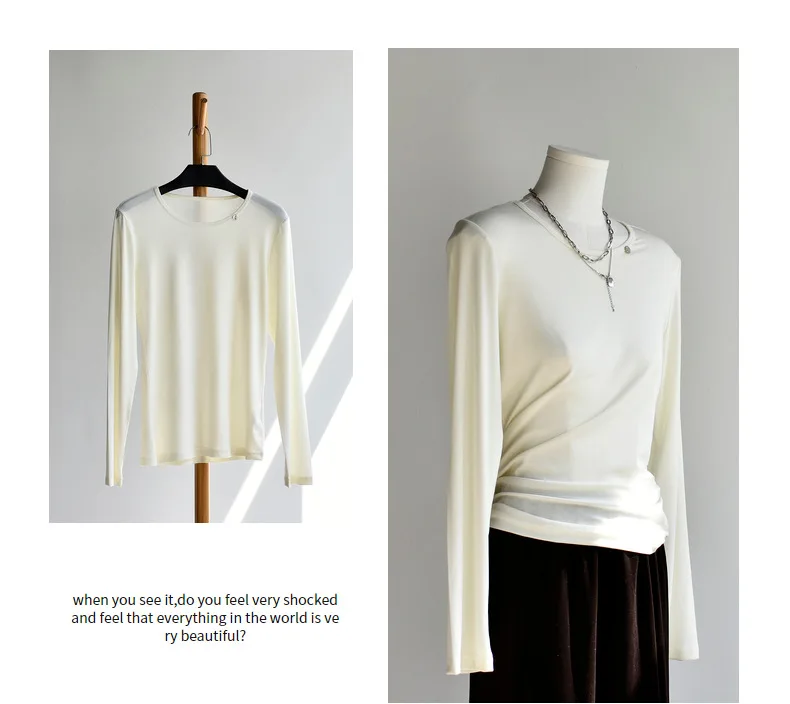 سترة نسائية لخريف وشتاء 2025 جديدة من صوف ليوسيل ايوسل صديقة للبشرة ودافئة برقبة دائرية