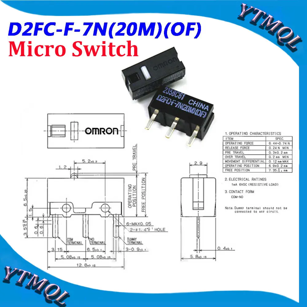 1-10Pcs Mouse Micro Switch D2FC-F-7N(20M)(OF) Mouse Button Fretting D2FC