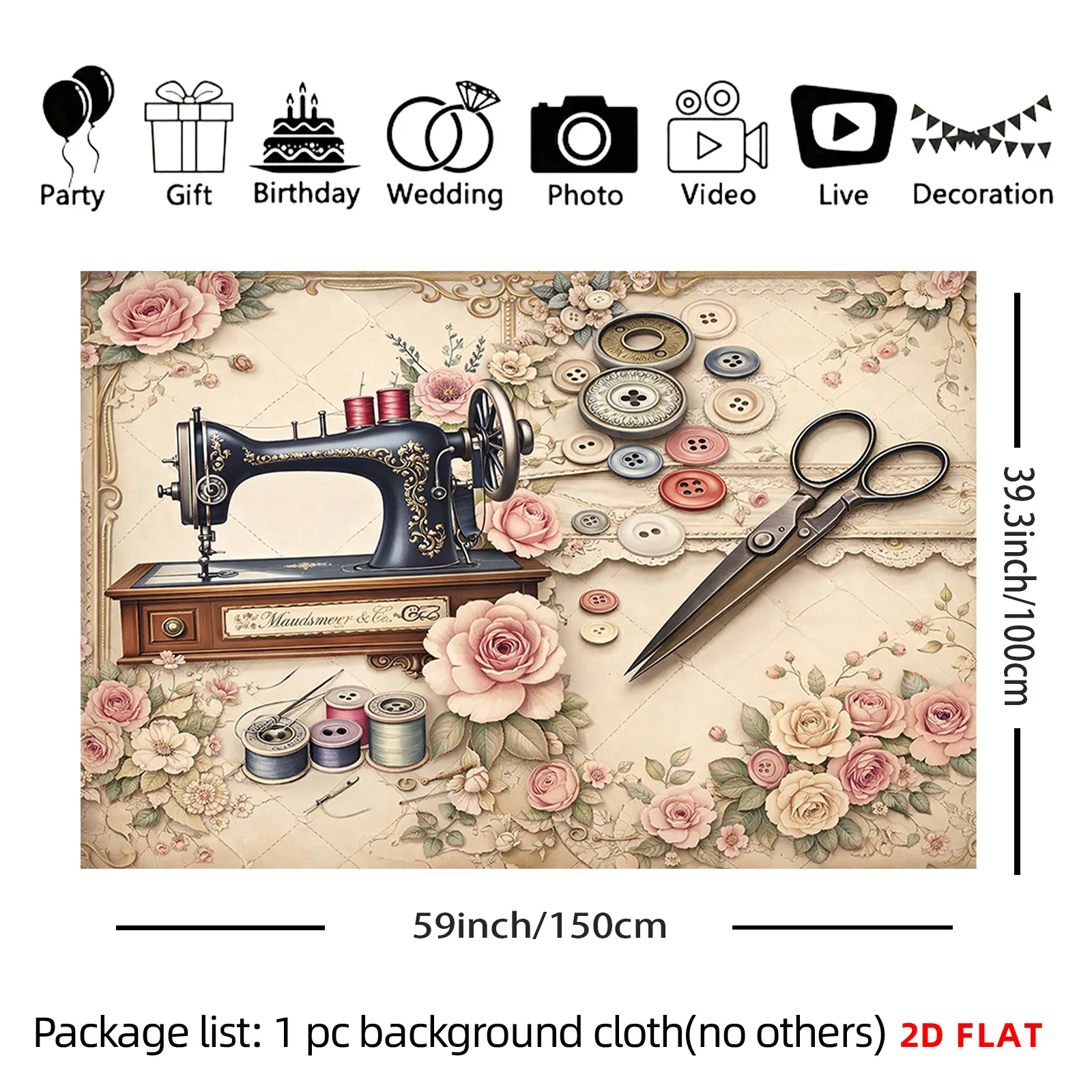 Vintage Sewing Machine Tapestr - Art And Craft For Nursery 评论和价格