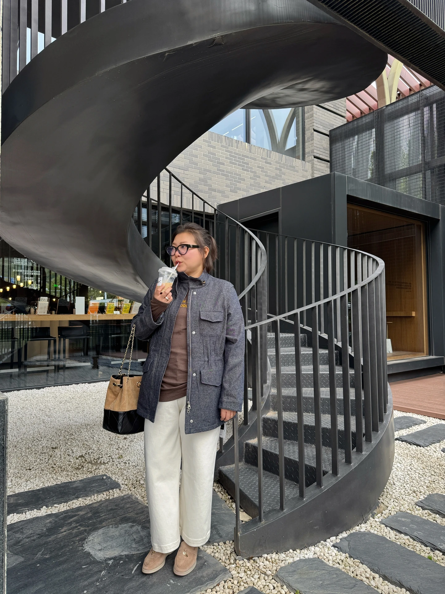 

Женская льняная хлопковая куртка Rose Sister больших размеров, синяя, с высоким воротником, в корейском стиле, повседневная, приталенная, средней длины, на молнии