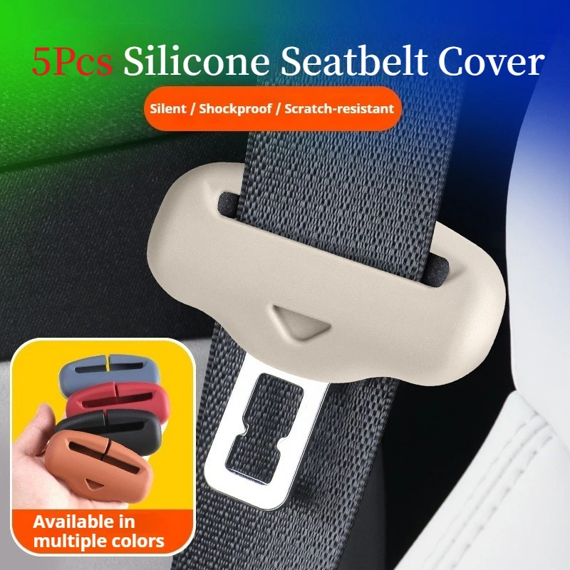 

5PCS Universal Silicone Car Seat Belt Cover Car Seat Decoration Anti-Scratch Anti Against Auto Seatbelt Buckle Protective Case