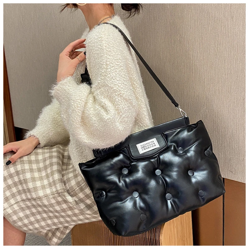 2023 Casual Space Padded Pillow Bag Korean Fashion Women Large Capacity Soft Pu Leather Shoulder Messenger Bags Tote Handbags