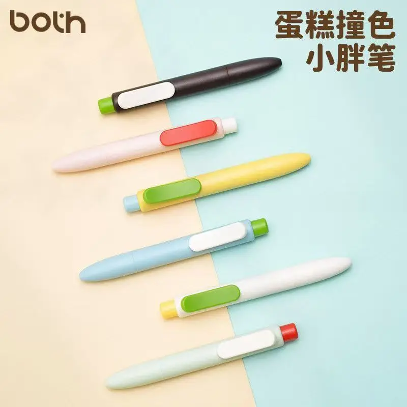 

BOTH торт с цветными блоками, милая S, пухлая ручка для письма, студенческая офисная милая выдвижная гелевая ручка, черная карманная ручка с запасным стержнем