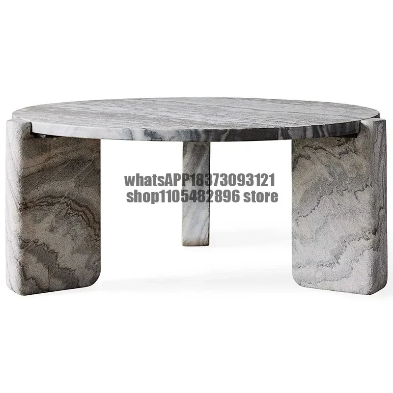 Natural marble coffee table, light luxury living room, minimalist tea table in homestays