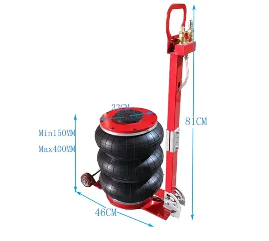 5 Ton Triple Bag Air Jack Extended Handle   Lifting Height 18Inch Pneumatic   6600LBS Capacity