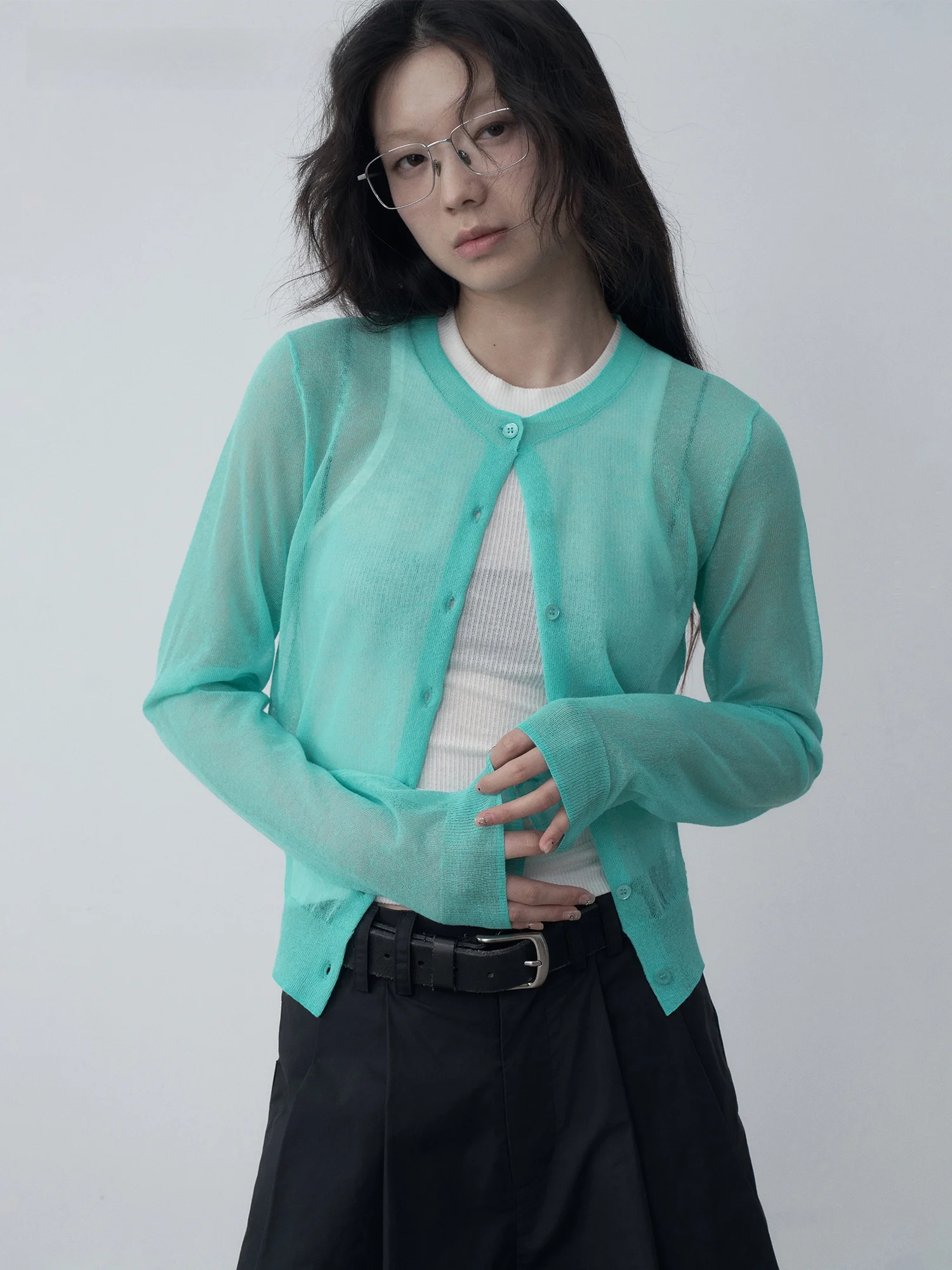 

VERMO Lightweight Breathable Ultrafine Linen Cotton Knitted Open Cardigan Summer Layering Style Women's Loose Fit Knitwear