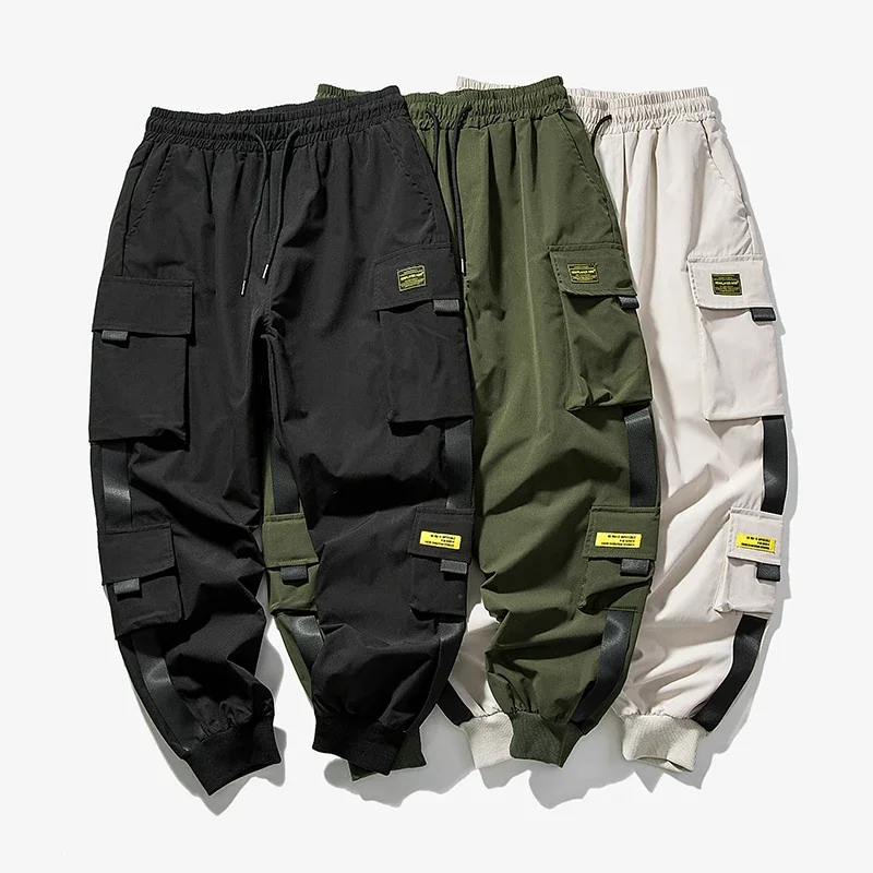 

TPJB New Hip Hop Joggers Cargo Pants Men Harem Pants Multi-Pocket Ribbons Man Sweatpants Streetwear Casual Mens Pants S-5XL