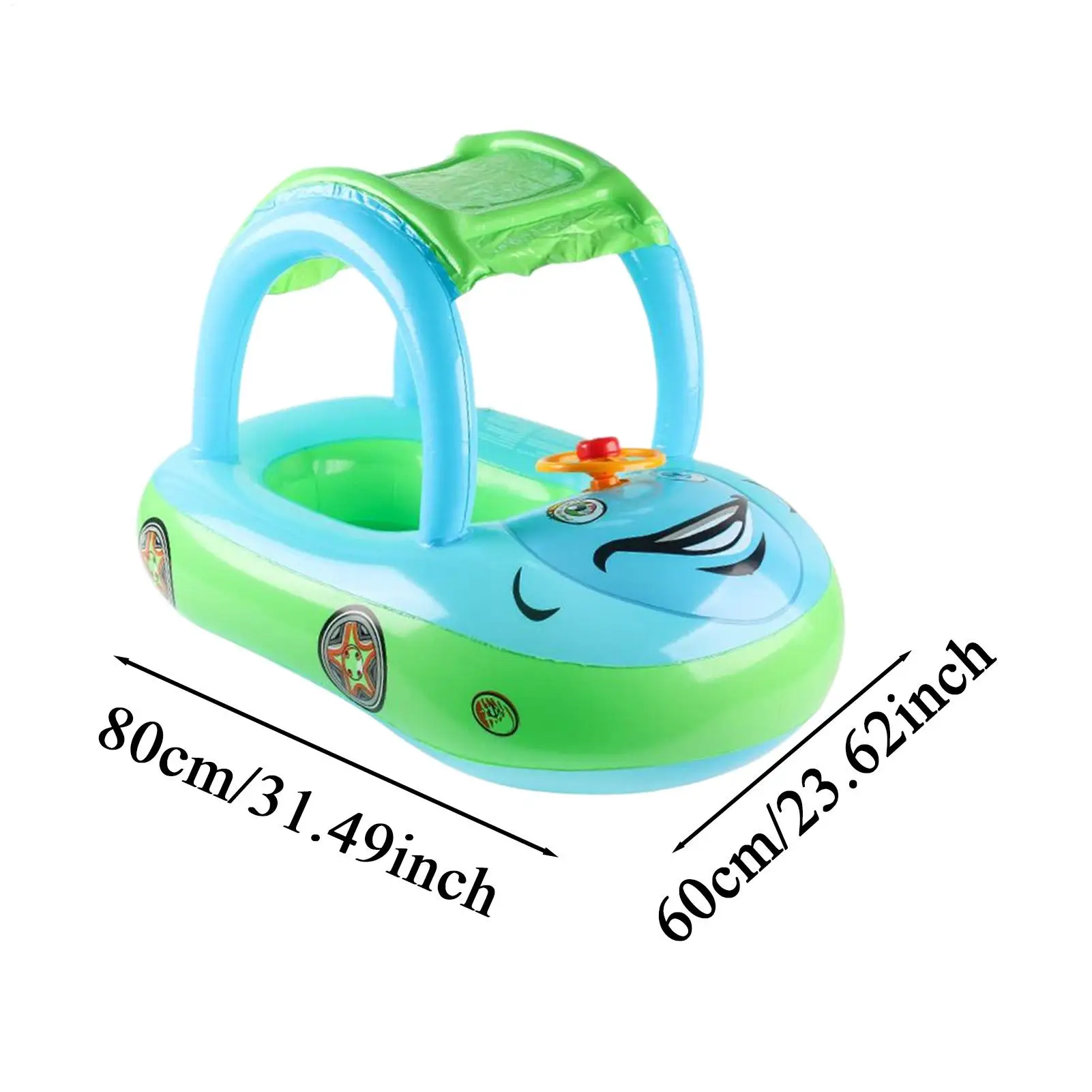 Toddler Pool Floats Swim Floats For Toddler Inflatable Car Shape Canopy Flotation Trainer Toys With Sunshade For Summer Beach