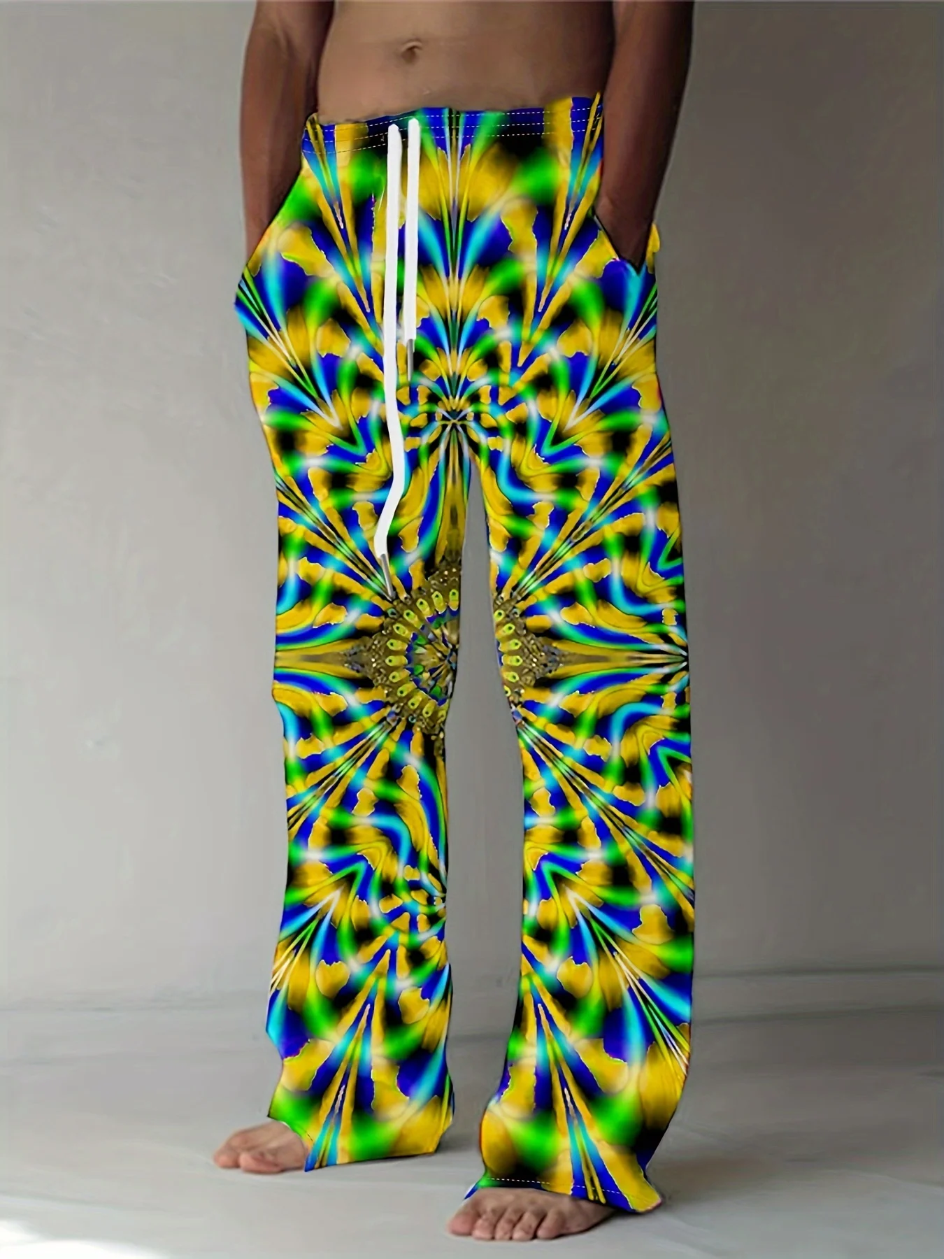 

Новые мужские брюки 2025 года, летние пляжные брюки, повседневные брюки с нарисованными карманами, мужские брюки с абстрактной текстурой и принтом, дешевые Roupa