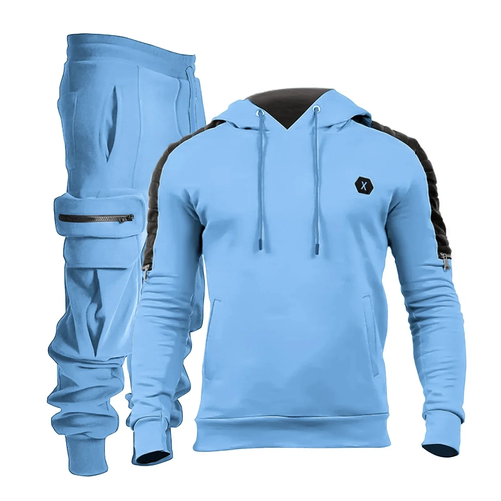 Casual Tracksuit Set Men Hoodies Oversized Breathable Multiple Pockets Couples Sweatshirts Suit Fashion Couples Sport Streetwear