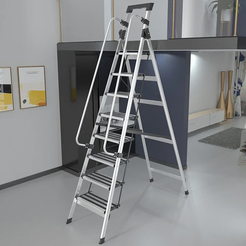 Household folding ladder Step ladder Herringbone Aluminum alloy thickened Indoor 578th step handrail attic
