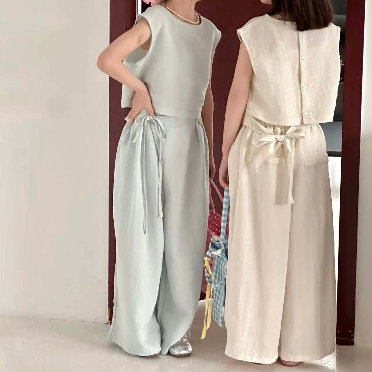 

Girls Suit 2026 Spring and Summer New Childrens Clothing Korean Style Girl Baby Light Color Sweet Vest Trousers Two Sets