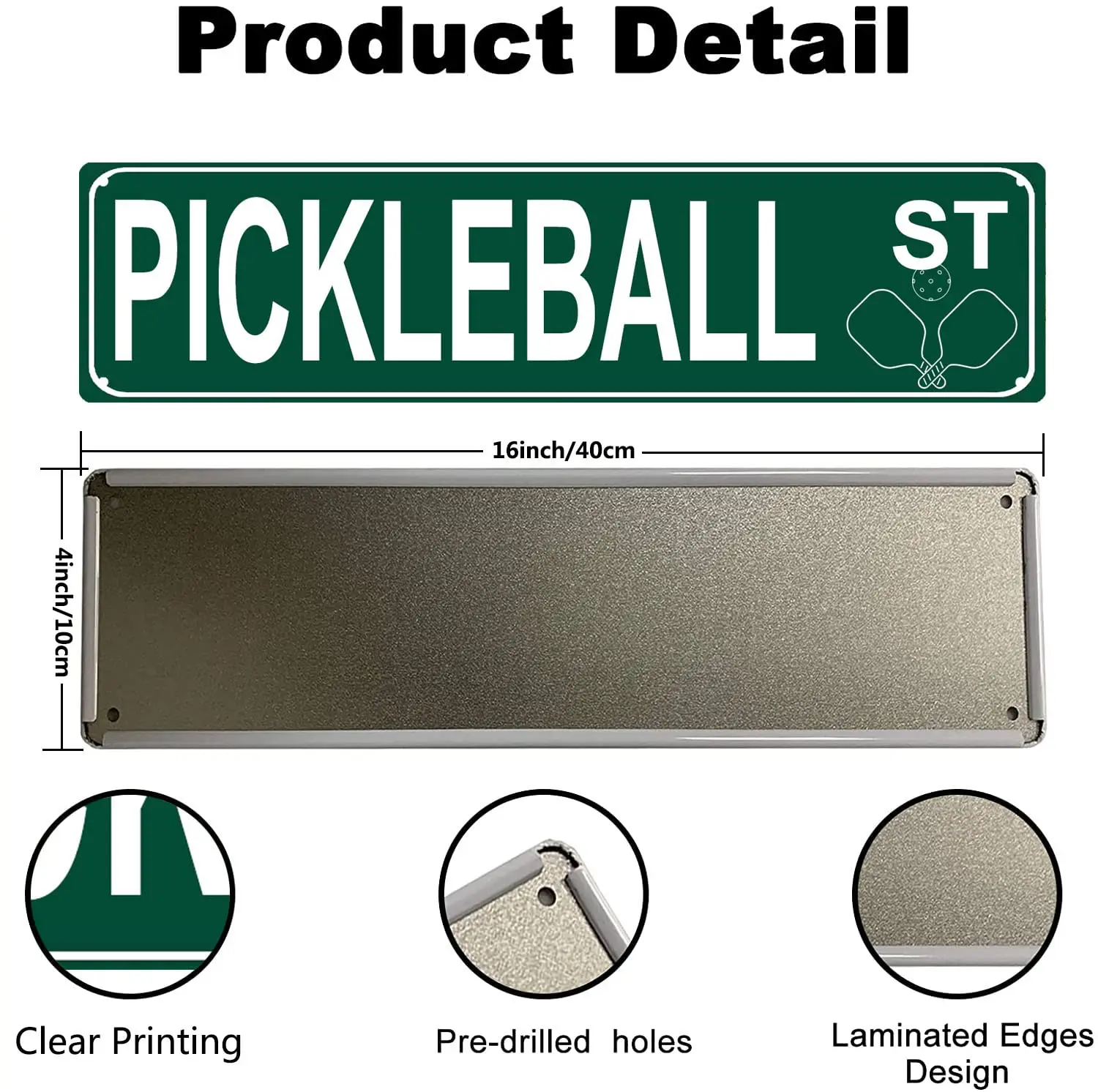 Pickleball St Slim Tin Sign Street Funny Metal Sign Wall Decor for Farmhouse Home Bar Garage Man Cave Wall Art Gift 4x16 inch;