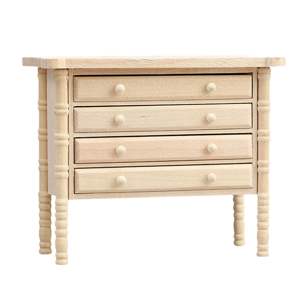 미니 나무 서랍장 수납 인형의 집 액세서리 DIY 소형 가구 장식 서랍장 마이크로 장면