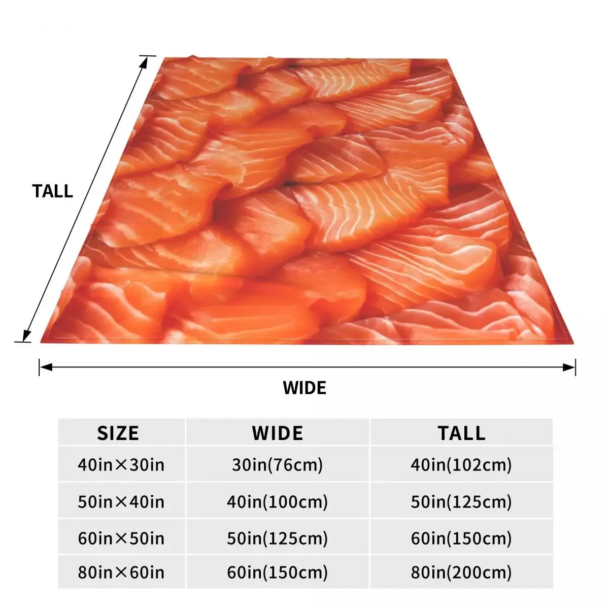 Salmon Fillet Sashimi Fish Warm Blanket Fresh Delicious Food Travelling Throw Blanket Spring Flannel Bedspread Sofa Bed Cover