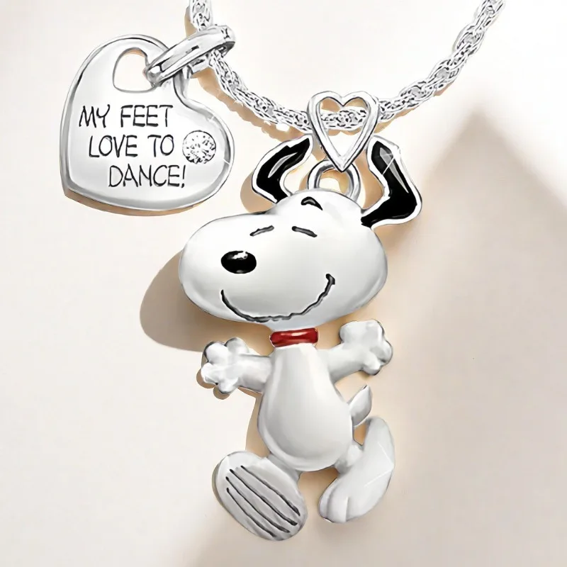 Colar Snoopy dos desenhos animados para mulheres e meninas, Pingente De Metal, Decoração Vintage Cão, Brinquedos Infantis, Corrente Kawaii, Moda