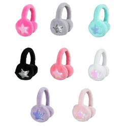 Women Plush Ear Muffs for Winter Foldable Ear Protective Ear Warmers Furry Sequins Star Ear Covers Outdoor Activity Gear