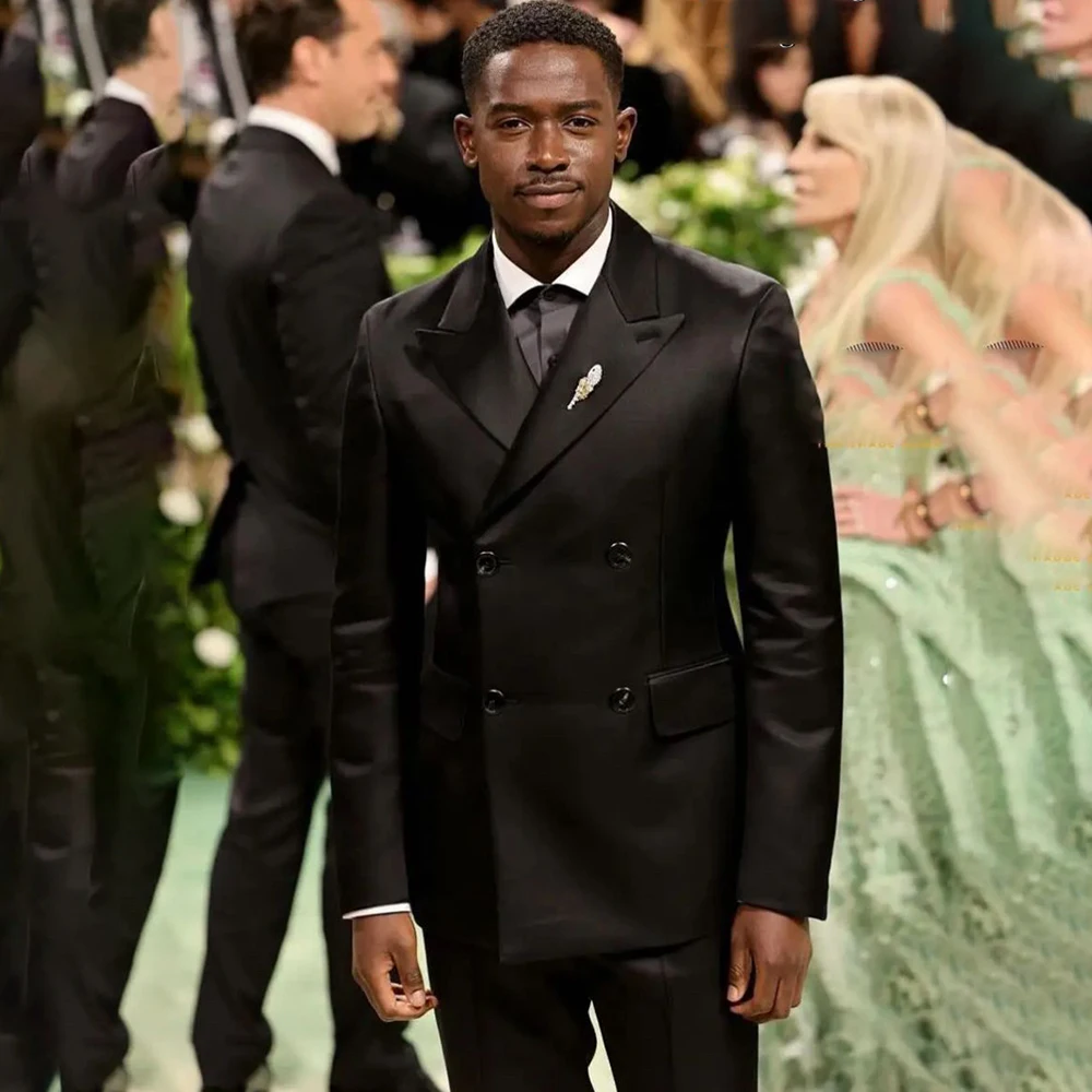 

Evening Men's Suits Black Regular Length Peak Lapel Slim Fit 2 Piece Jacket Pants Sets Customzied Male Clothing Costume Homme